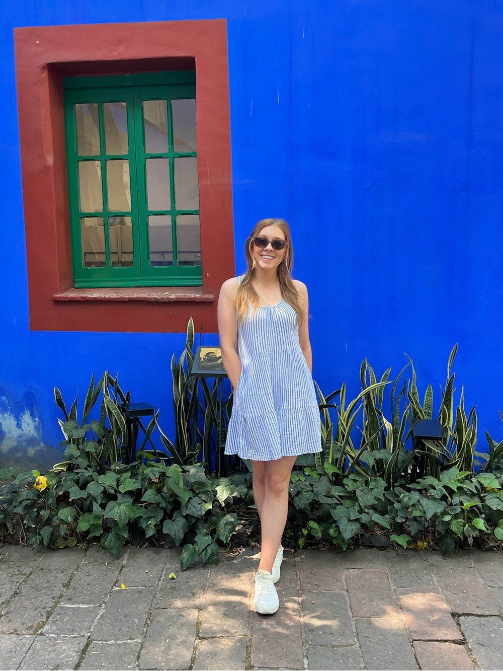 Blue and White Striped Swing Dress